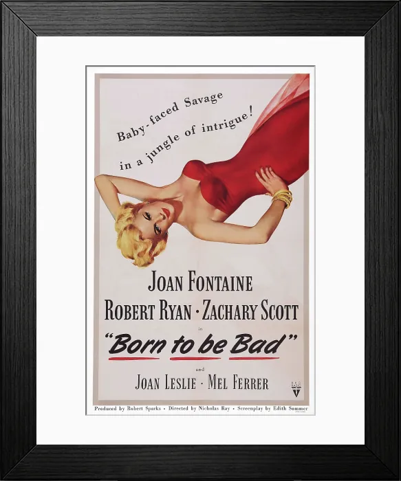 Framed Print : BORN TO BE BAD, US poster art, Joan Fontaine, 1950 Framed Print : BORN TO BE BAD, US poster art, Joan Fontaine, 1950