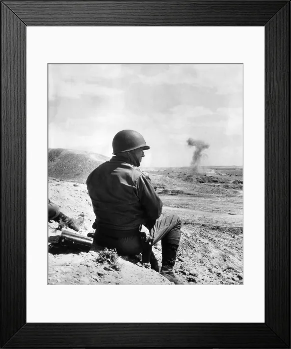 Framed Print : Lt. General George S. Patton watches the battle for Bir Marbott Pass in Tunisia, April 1943. Courtesy: CSU Archives / Everett Collection Framed Print : Lt. General George S. Patton watches the battle for Bir Marbott Pass in Tunisia, April 1943. Courtesy: CSU Archives / Everett Collection