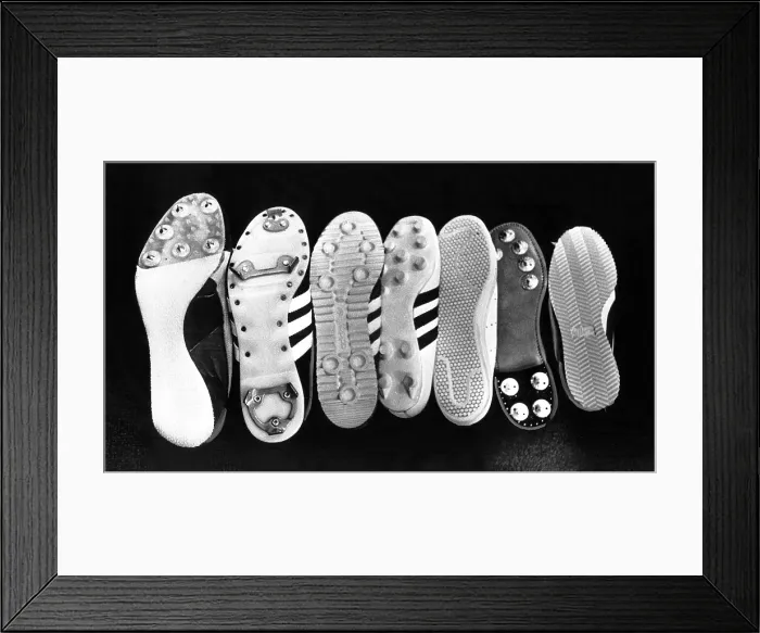 Framed Print : Sneakers, (l to r: track cleat, baseball cleat, nylon running shoe, soccer cleat, tennis shoe, golf cleat, leather running shoe), 1977. Courtesy: CSU Archives / Everett Collection Framed Print : Sneakers, (l to r: track cleat, baseball cleat, nylon running shoe, soccer cleat, tennis shoe, golf cleat, leather running shoe), 1977. Courtesy: CSU Archives / Everett Collection
