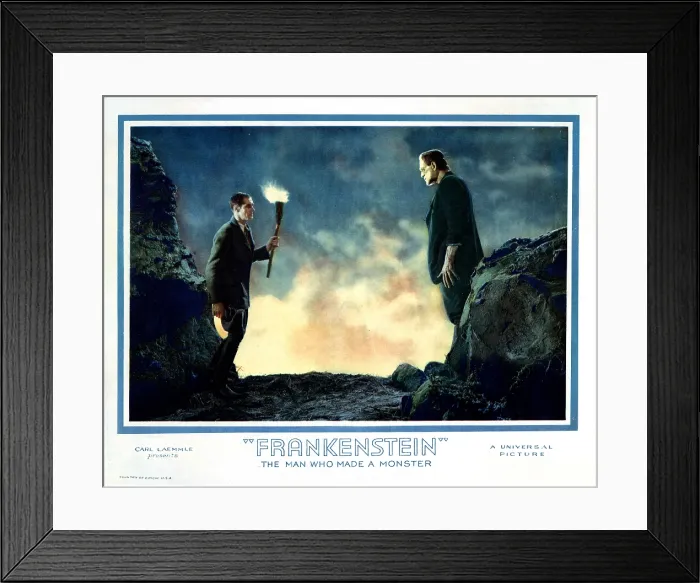Framed Print : FRANKENSTEIN, US lobbycard, from left: Colin Clive, Boris Karloff, 1931