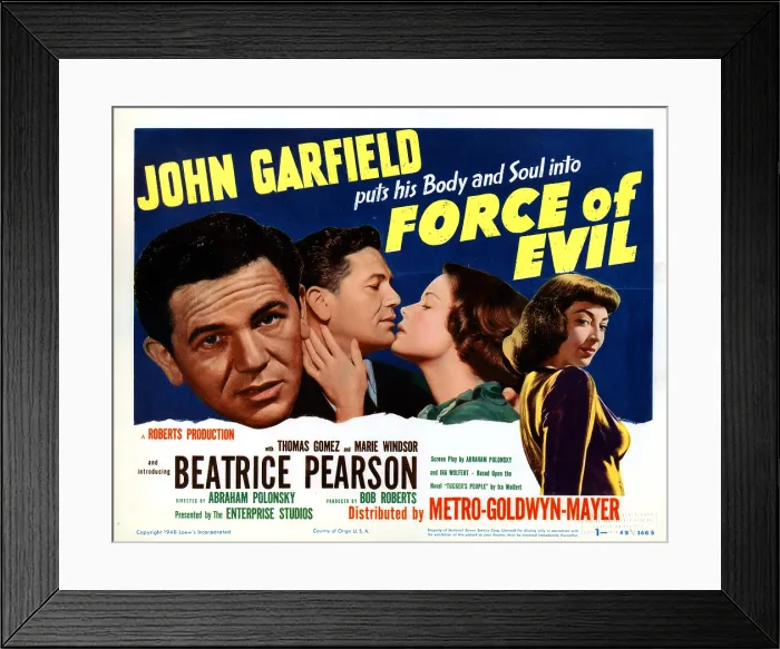 Framed Print : FORCE OF EVIL, John Garfield, Beatrice Pearson, Marie Windsor, 1948 Framed Print : FORCE OF EVIL, John Garfield, Beatrice Pearson, Marie Windsor, 1948