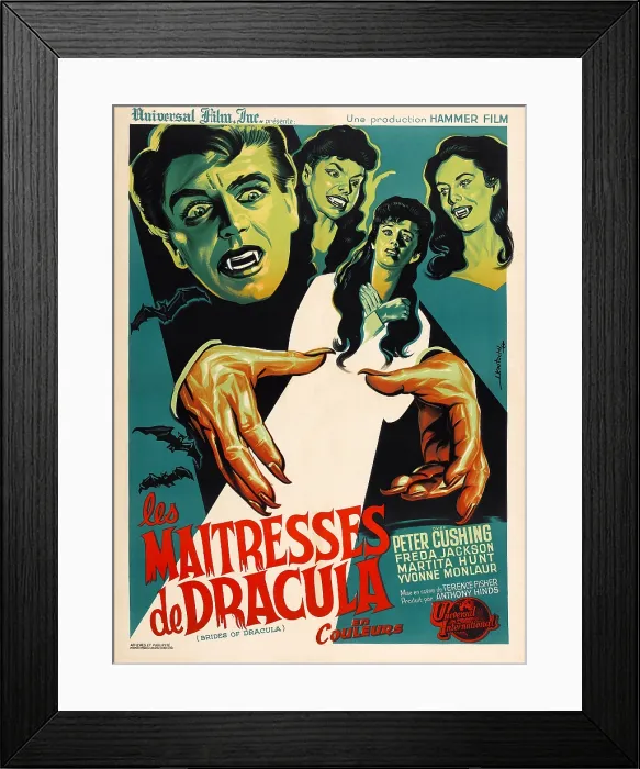 Framed Print : THE BRIDES OF DRACULA (aka LES MAITRESSES DE DRACULA), French poster art, 1960 Framed Print : THE BRIDES OF DRACULA (aka LES MAITRESSES DE DRACULA), French poster art, 1960