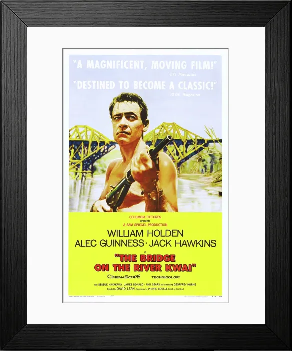 Framed Print : THE BRIDGE ON THE RIVER KWAI, US poster art, William Holden, 1957 Framed Print : THE BRIDGE ON THE RIVER KWAI, US poster art, William Holden, 1957