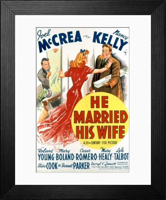 Framed Print : HE MARRIED HIS WIFE, Roland Young, Nancy Kelly, Joel McCrea, 1940, (c) 20th Century Fox, TM & Copyright / Courtesy: Everett Collection Framed Print : HE MARRIED HIS WIFE, Roland Young, Nancy Kelly, Joel McCrea, 1940, (c) 20th Century Fox, TM & Copyright / Courtesy: Everett Collection