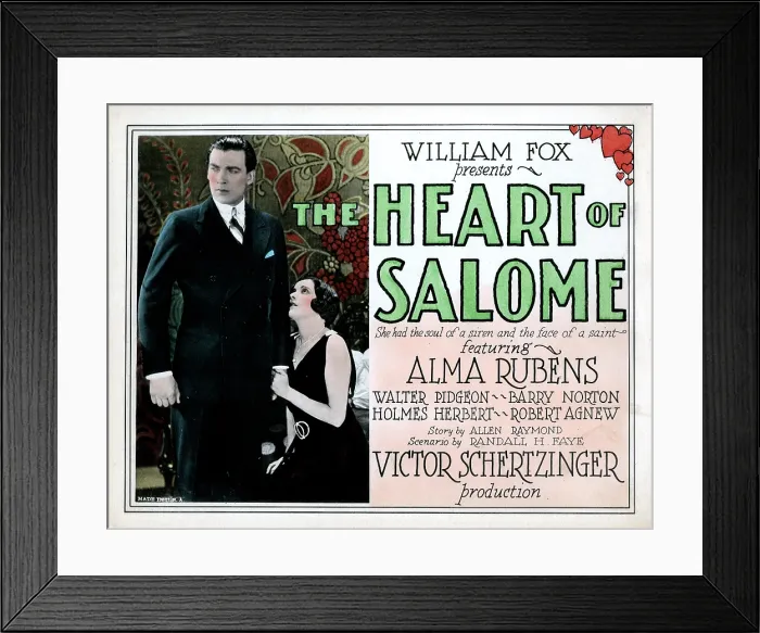 Framed Print : THE HEART OF SALOME, from left, Walter Pidgeon, Alma Rubens, 1927, TM & Copyright 20th Century Fox Film Corp. / courtesy Everett Collection