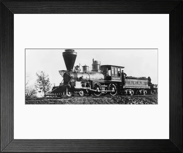 Framed Print : The Governor Stanford, the first locomotive on the Central Pacific, 1863. Courtesy: CSU Archives / Everett Collection