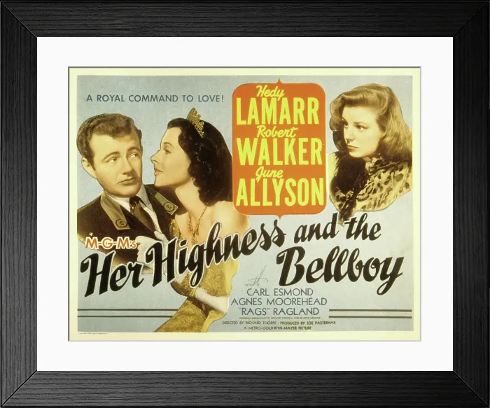 Framed Print : HER HIGHNESS AND THE BELLBOY, Robert Walker, Hedy Lamarr, June Allyson, 1945 Framed Print : HER HIGHNESS AND THE BELLBOY, Robert Walker, Hedy Lamarr, June Allyson, 1945
