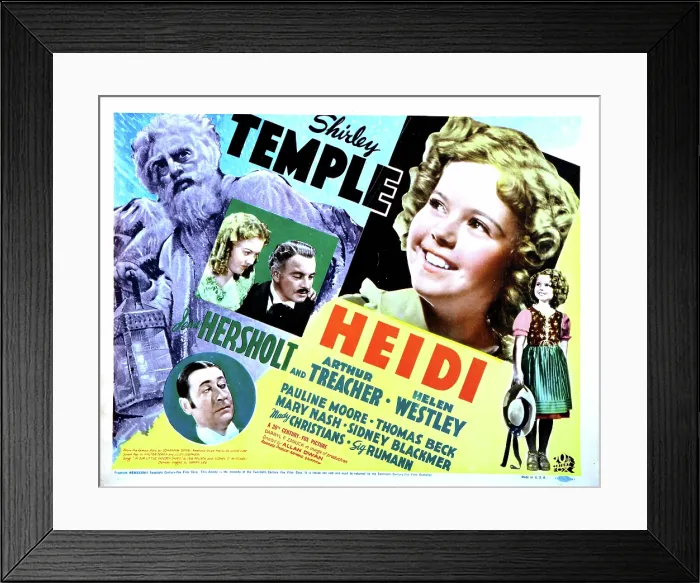 Framed Print : HEIDI, Shirley Temple, Jean Hersholt, Marcia Mae Jones, Arthur Treacher, 1937, TM and copyright 20th Century Fox Film Corp. All rights reserved / Courtesy: Everett Collection Framed Print : HEIDI, Shirley Temple, Jean Hersholt, Marcia Mae Jones, Arthur Treacher, 1937, TM and copyright 20th Century Fox Film Corp. All rights reserved / Courtesy: Everett Collection