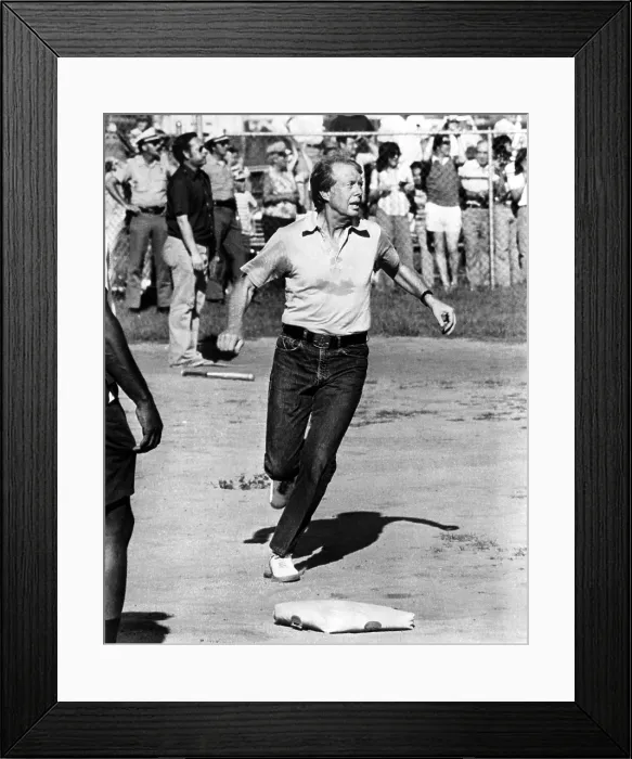 Framed Print : President Jimmy Carter reaches home base in a softball game during a vacation, 1977. Courtesy: CSU Archives / Everett Collection Framed Print : President Jimmy Carter reaches home base in a softball game during a vacation, 1977. Courtesy: CSU Archives / Everett Collection