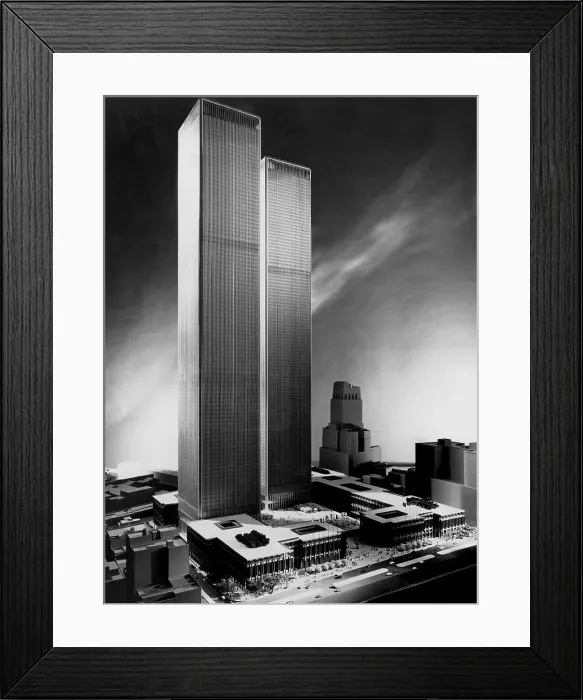 Framed Print : WORLD TRADE CENTER, Twin Towers, model depicting World Trade Center, dated 10-26-64.. Courtesy: CSU Archives / Everett Collection Framed Print : WORLD TRADE CENTER, Twin Towers, model depicting World Trade Center, dated 10-26-64.. Courtesy: CSU Archives / Everett Collection