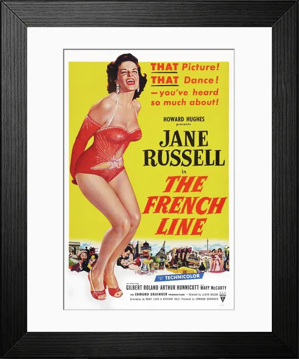 Framed Print : THE FRENCH LINE, US poster art, Jane Russell, 1954
