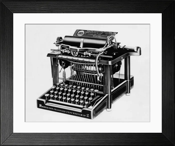 Framed Print : The Remington #2, the first typewriter capable of printing lower and upper case letters, circa 1878. Courtesy: CSU Archives / Everett Collection