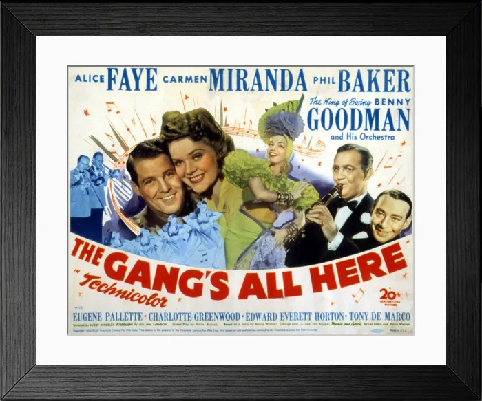 Framed Print : THE GANG'S ALL HERE, James Ellison, Alice Faye, Carmen Miranda, Benny Goodman, Phil Baker, 1943. TM and Copyright 20th Century Fox Film Corp. All rights reserved Framed Print : THE GANG'S ALL HERE, James Ellison, Alice Faye, Carmen Miranda, Benny Goodman, Phil Baker, 1943. TM and Copyright 20th Century Fox Film Corp. All rights reserved