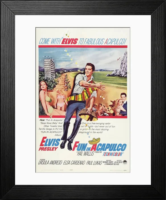 Framed Print : FUN IN ACAPULCO, US poster art, Elvis Presley, (center and far right), Ursula Andress, (second right), 1963