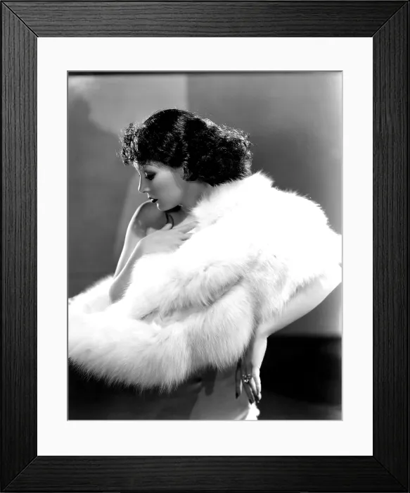 Framed Print : Lupe Velez wearing white fox cape, ca. 1934