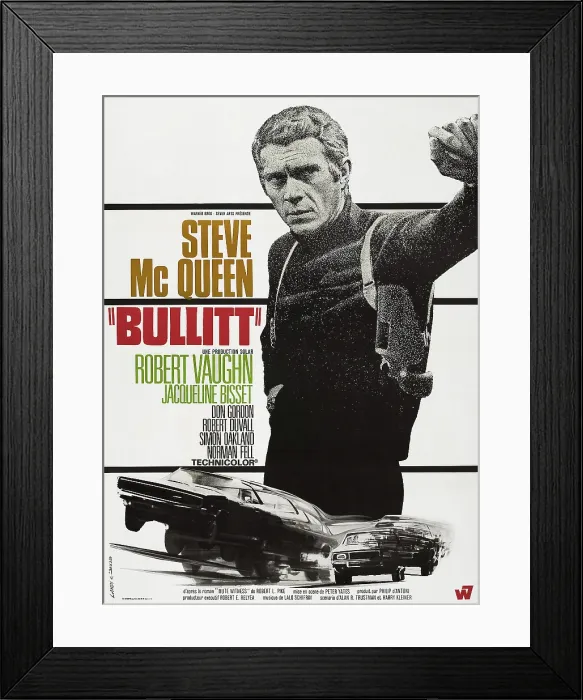 Framed Print : BULLITT, Steve McQueen on French poster art, 1968