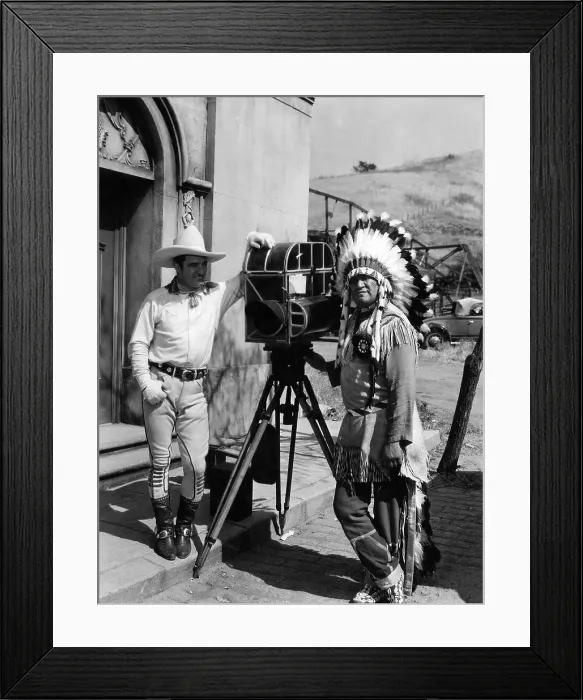 Framed Print : MY PAL, THE KING, Tom Mix, Jim Thorpe, on set, 1932.. Courtesy: CSU Archives  /  Everett Collection