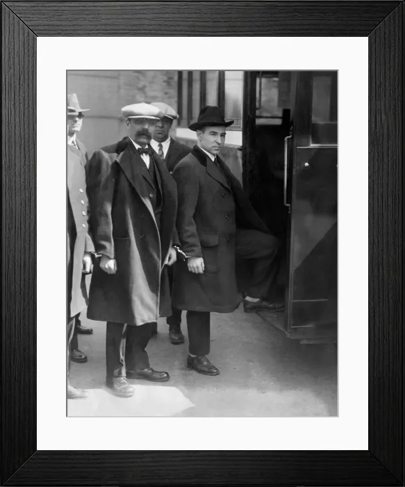Framed Print : Nicola Sacco, and Bartolomeo Vanzetti, Italian anarchists prior to their execution for murder and robbery in Boston Massachusetts, circa 1927