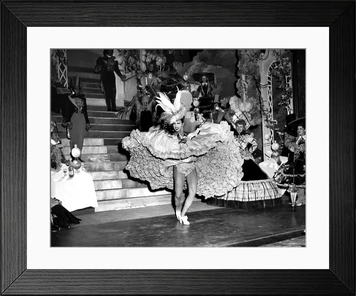 Framed Print : Josephine Baker performs at the Folies Bergeres theater in Paris, 1949. Courtesy: CSU Archives / Everett Collection