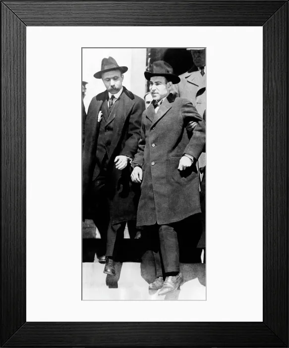 Framed Print : Nicola Sacco, and Bartolomeo Vanzetti, Italian anarchists prior to their execution for murder and robbery in Boston Massachusetts, circa 1926