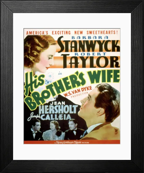 Framed Print : HIS BROTHER'S WIFE, Barbara Stanwyck, Robert Taylor, 1936 Framed Print : HIS BROTHER'S WIFE, Barbara Stanwyck, Robert Taylor, 1936