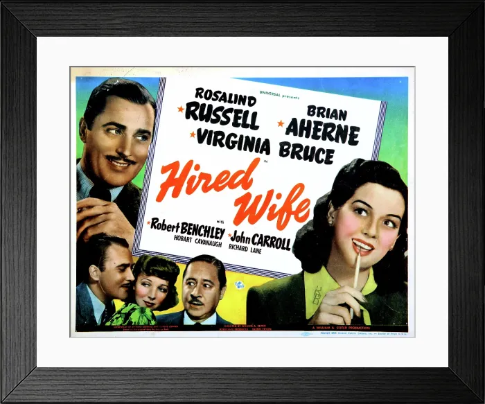 Framed Print : HIRED WIFE, Brian Aherne, Virginia Bruce, Robert Benchley, Rosalind Russell, 1940
