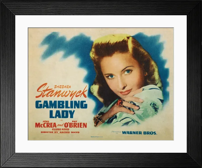 Framed Print : GAMBLING LADY, US lobbycard, Barbara Stanwyck, 1934 Framed Print : GAMBLING LADY, US lobbycard, Barbara Stanwyck, 1934