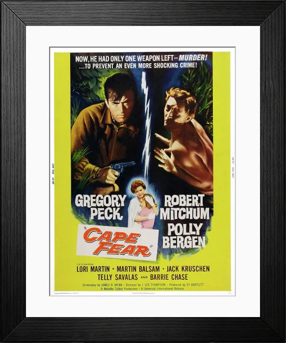 Framed Print : CAPE FEAR, US poster art, Gregory Peck, Polly Bergen, Lori Martin, Robert Mitchum, 1962