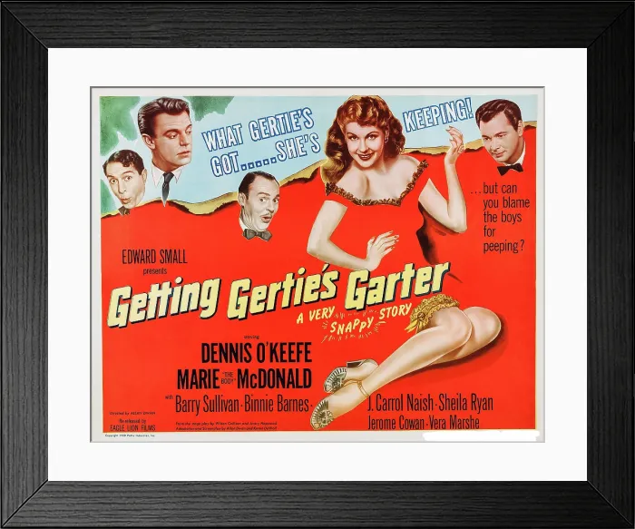 Framed Print : GETTING GERTIE'S GARTER, US title card, Marie McDonald, Dennis O'Keefe, Barry Sullivan, J. Carrol Naish, Jerome Cowan, 1945