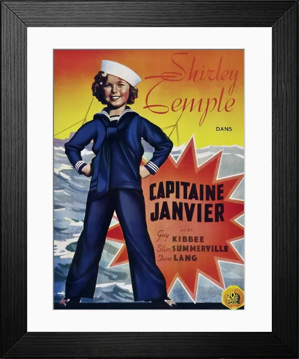 Framed Print : CAPTAIN JANUARY (aka CAPITAINE JANVIER), Shirley Temple on Belgian poster art, 1936, TM and Copyright 20th Century Fox Film Corp. All rights reserved. / courtesy Everett Collection