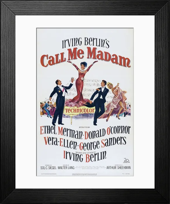 Framed Print : CALL ME MADAM, US poster art, from left: George Sanders, Ethel Merman, Donald O'Connor, 1953, TM and Copyright 20th Century Fox Film Corp