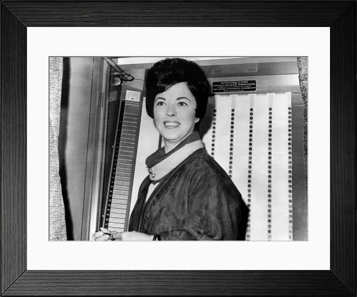 Framed Print : Shirley Temple Black, entering a voting booth while running for the Congressional seat from California's 11th District, November 14, 1967
