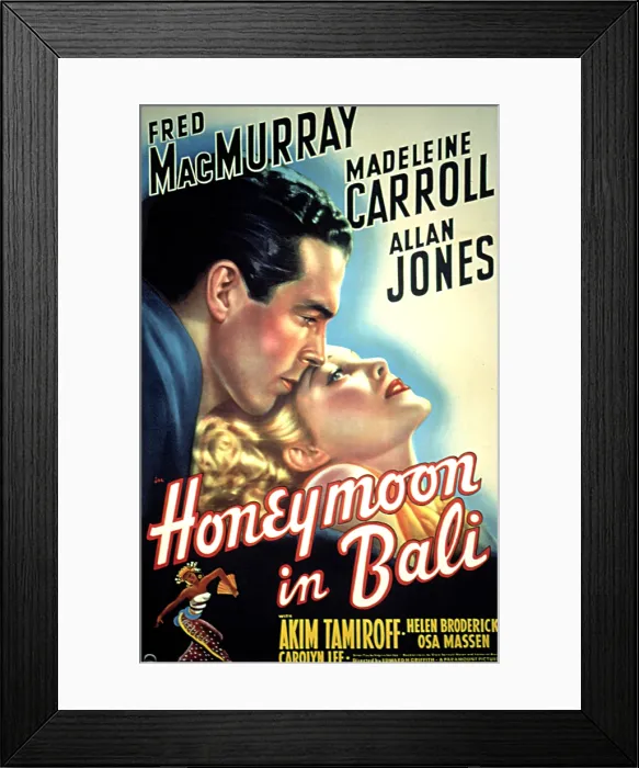 Framed Print : HONEYMOON IN BALI, Fred MacMurray, Madeleine Carroll, 1939 Framed Print : HONEYMOON IN BALI, Fred MacMurray, Madeleine Carroll, 1939