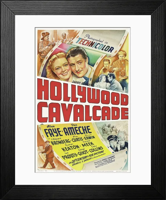 Framed Print : HOLLYWOOD CAVALCADE, US poster, Alice Faye, Don Ameche, Buster Keaton, Chester Conklin, Ben Turpin, 1939, TM and copyright 20th Century Fox Film Corp