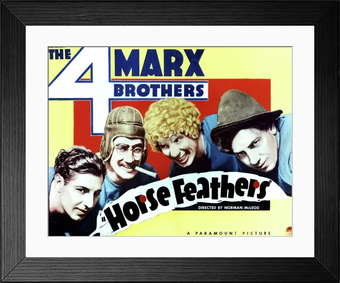 Framed Print : HORSE FEATHERS, from left: Zeppo Marx, Groucho Marx, Harpo Marx, Chico Marx, 1932