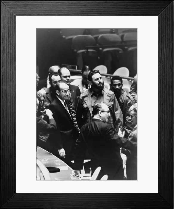 Framed Print : Fidel Castro (back, center), President of Cuba, at a meeting of the United Nations General Assembly, by Warren K. Leffler, September 22, 1960