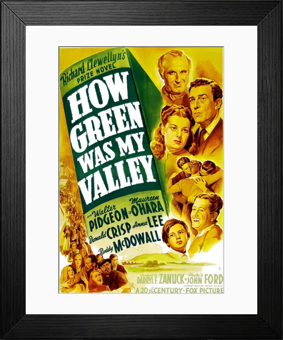 Framed Print : HOW GREEN WAS MY VALLEY, Donald Crisp, Maureen O'Hara, Walter Pidgeon, Roddy McDowall, Sara Allgood on a Style A 1-sheet poster, 1941 Framed Print : HOW GREEN WAS MY VALLEY, Donald Crisp, Maureen O'Hara, Walter Pidgeon, Roddy McDowall, Sara Allgood on a Style A 1-sheet poster, 1941