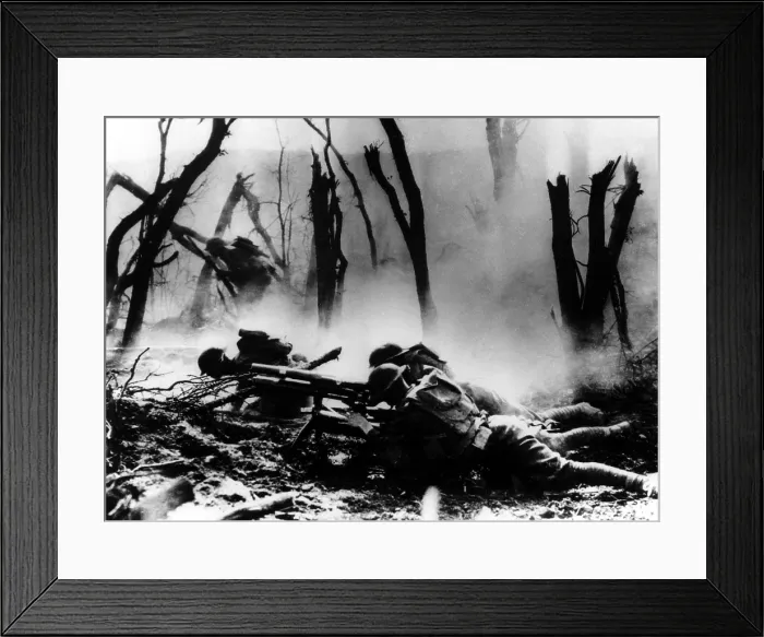 Framed Print : World War I, American troops in the 23 Infantry of the 2nd Division fire at German soldiers, France. Photo undated.. Courtesy: CSU Archives / Everett Collection Framed Print : World War I, American troops in the 23 Infantry of the 2nd Division fire at German soldiers, France. Photo undated.. Courtesy: CSU Archives / Everett Collection