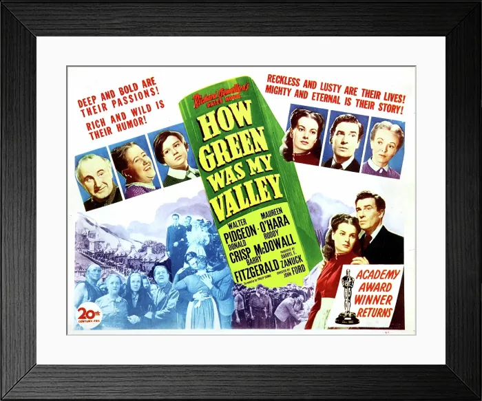 Framed Print : HOW GREEN WAS MY VALLEY, Maureen O'Hara, Walter Pidgeon, Donald Crisp, Sara Allgood, Roddy McDowall, Anna Lee, 1941, TM and Copyright 20th Century-Fox Film Corp