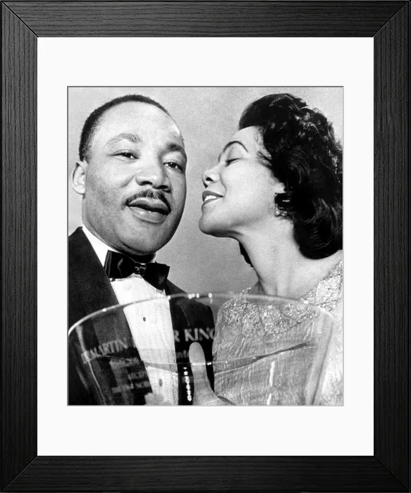 Framed Print : Dr. Martin Luther King Jr. being congratulated by wife Coretta Scott King, after being presented with a Steuben-Glass Bowl Award, Atlanta, GA, January 27, 1965 Framed Print : Dr. Martin Luther King Jr. being congratulated by wife Coretta Scott King, after being presented with a Steuben-Glass Bowl Award, Atlanta, GA, January 27, 1965
