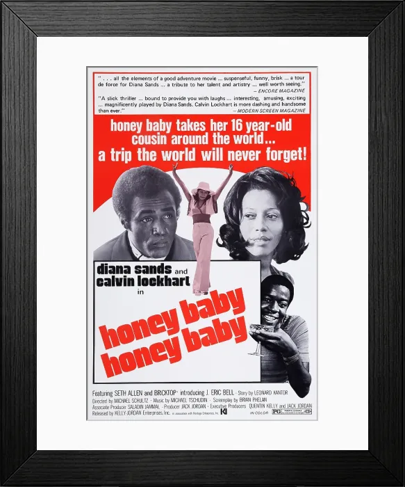 Framed Print : HONEYBABY, HONEYBABY, (aka HONEY BABY), US poster art, top from left: Calvin Lockhart, Diana Sands, 1974