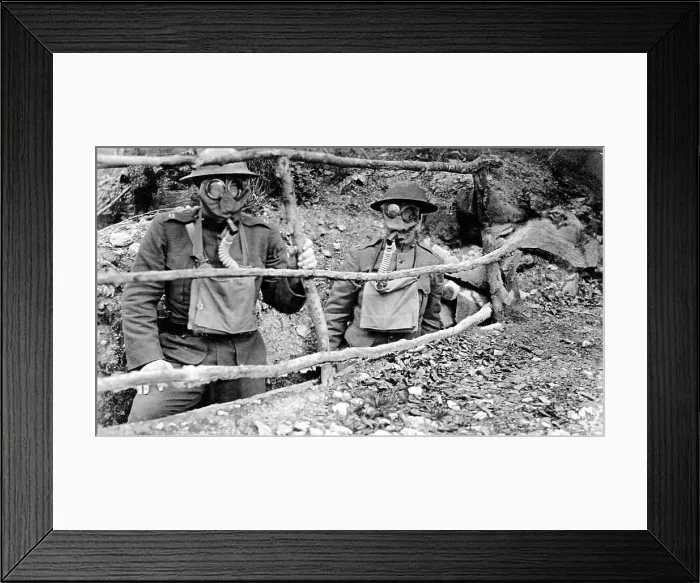 Framed Print : Doughboys wear gas masks in the trenches during WWI. 1918. Courtesy: CSU Archives / Everett Collection Framed Print : Doughboys wear gas masks in the trenches during WWI. 1918. Courtesy: CSU Archives / Everett Collection
