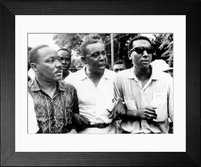 Framed Print : America civil rights activists Dr. Martin Luther King Jr. Floyd McKissick, Stokely Carmichael in Canton, Mississippi, July 1, 1966.. Courtesy: CSU Archives  /  Everett Collection