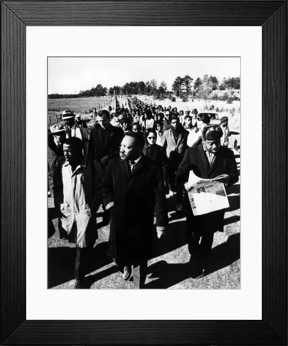 Framed Print : Dr. Martin Luther King Jr. (center, front), leading the 54 Mile March in Alabama, 1965.. Courtesy: CSU Archives  /  Everett Collection