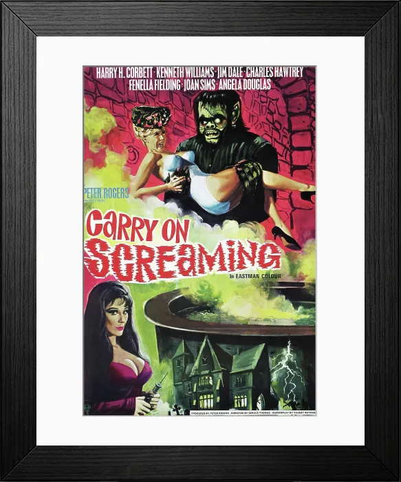 Framed Print : CARRY ON SCREAMING, US poster, from top: Angela Douglas, Fenella Fielding, 1966