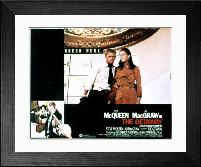 Framed Print : THE GETAWAY, Steve McQueen, Ali MacGraw, 1972