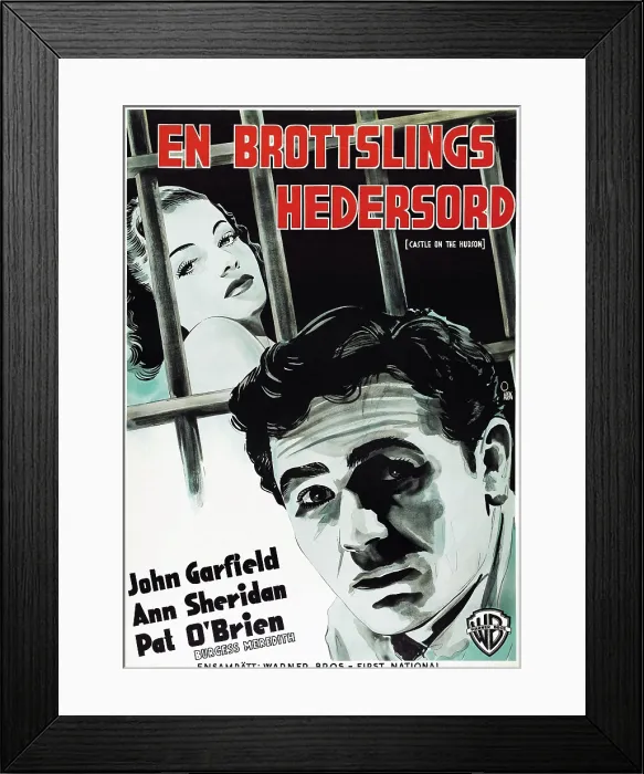 Framed Print : CASTLE ON THE HUDSON, (aka EN BROTTSLINGS HEDERSORD), from left: Ann Sheridan, John Garfield on Swedish poster art, 1940 Framed Print : CASTLE ON THE HUDSON, (aka EN BROTTSLINGS HEDERSORD), from left: Ann Sheridan, John Garfield on Swedish poster art, 1940