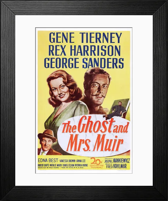Framed Print : THE GHOST AND MRS. MUIR, US poster art, from bottom left: George Sanders, Gene Tierney, Rex Harrison, 1947. TM & Copright 20th Century-Fox Film Corp Framed Print : THE GHOST AND MRS. MUIR, US poster art, from bottom left: George Sanders, Gene Tierney, Rex Harrison, 1947. TM & Copright 20th Century-Fox Film Corp