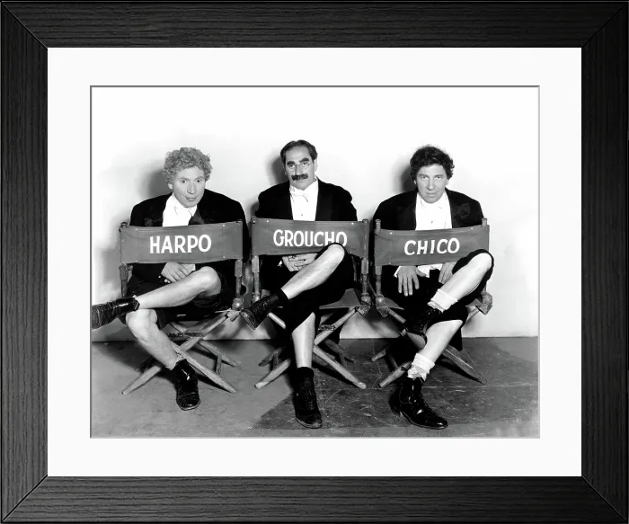 Framed Print : Marx Brothers - Harpo Marx, Groucho Marx, Chico Marx on the set of NIGHT AT THE OPERA, 1935
