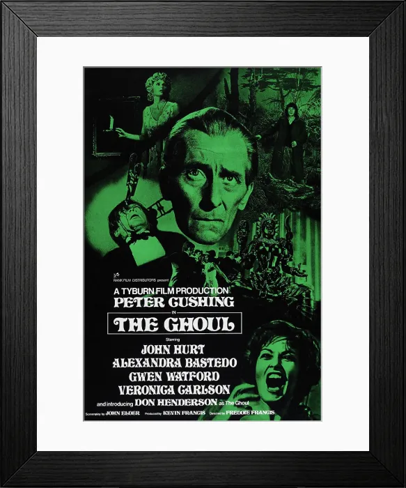 Framed Print : THE GHOUL, poster, Peter Cushing (center), Alexandra Bastedo (bottom right), 1975 Framed Print : THE GHOUL, poster, Peter Cushing (center), Alexandra Bastedo (bottom right), 1975